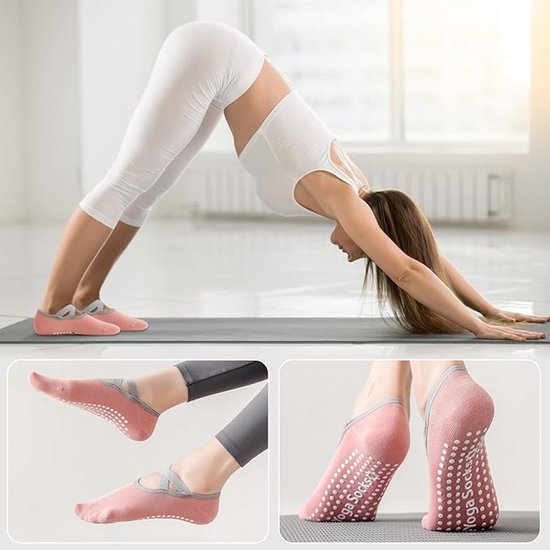 Sokken Antislip - Yoga Enkelsokken - One Size -Teen sokken - Huissokken - Fietssokken - 1 Paar - Laag Roze - Anti-slip slijtvast ademend - Huissokken Dames anti slip - Gripsokken voor Yoga Pilates Ballerina Ballet van Merkloos — afbeelding 2