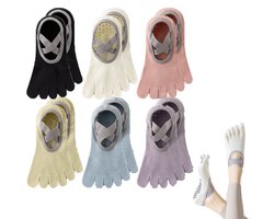 6 Paar Teensokken - Zacht En Antislip - Yoga Sokken - Katoen - Gladde Teennaad - Geen Vervelende Naden - Runner Teensokken - Toe Socks - Toesocks - Teenslipper Sokken - Antibacterieel - Ademend - Comfortabele Sokken - Runner Teensokken