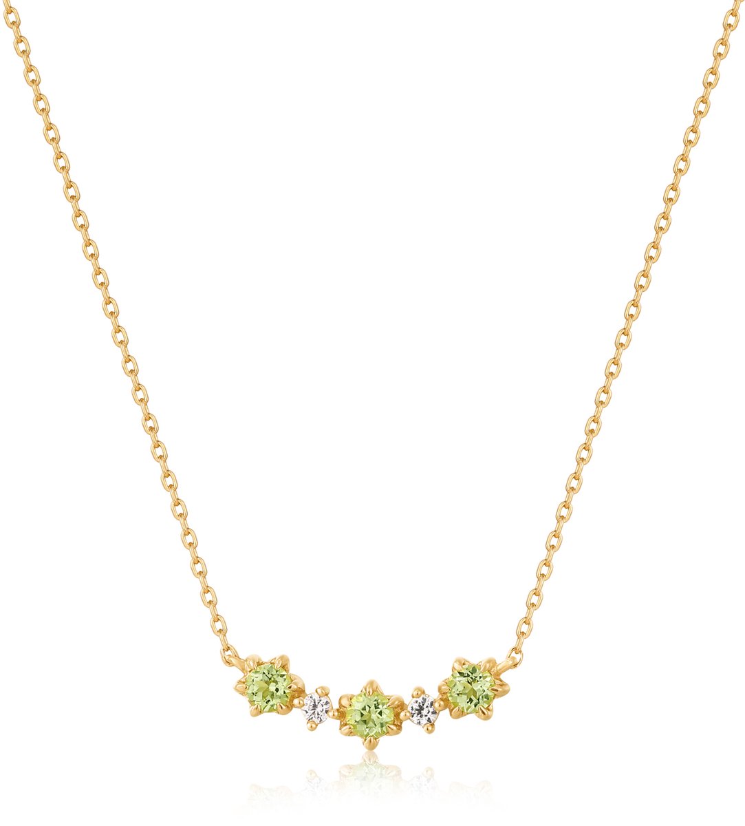 Ania Haie AH NAU006-03YG Wild Meadow Dames Ketting - Collier - Sieraad - Schakelketting - 14 Karaat Goud - Peridoot - Anker