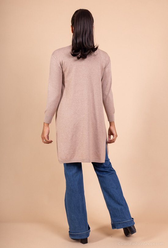 Halflang warm dames vest Amya-effen taupe-maat M/L