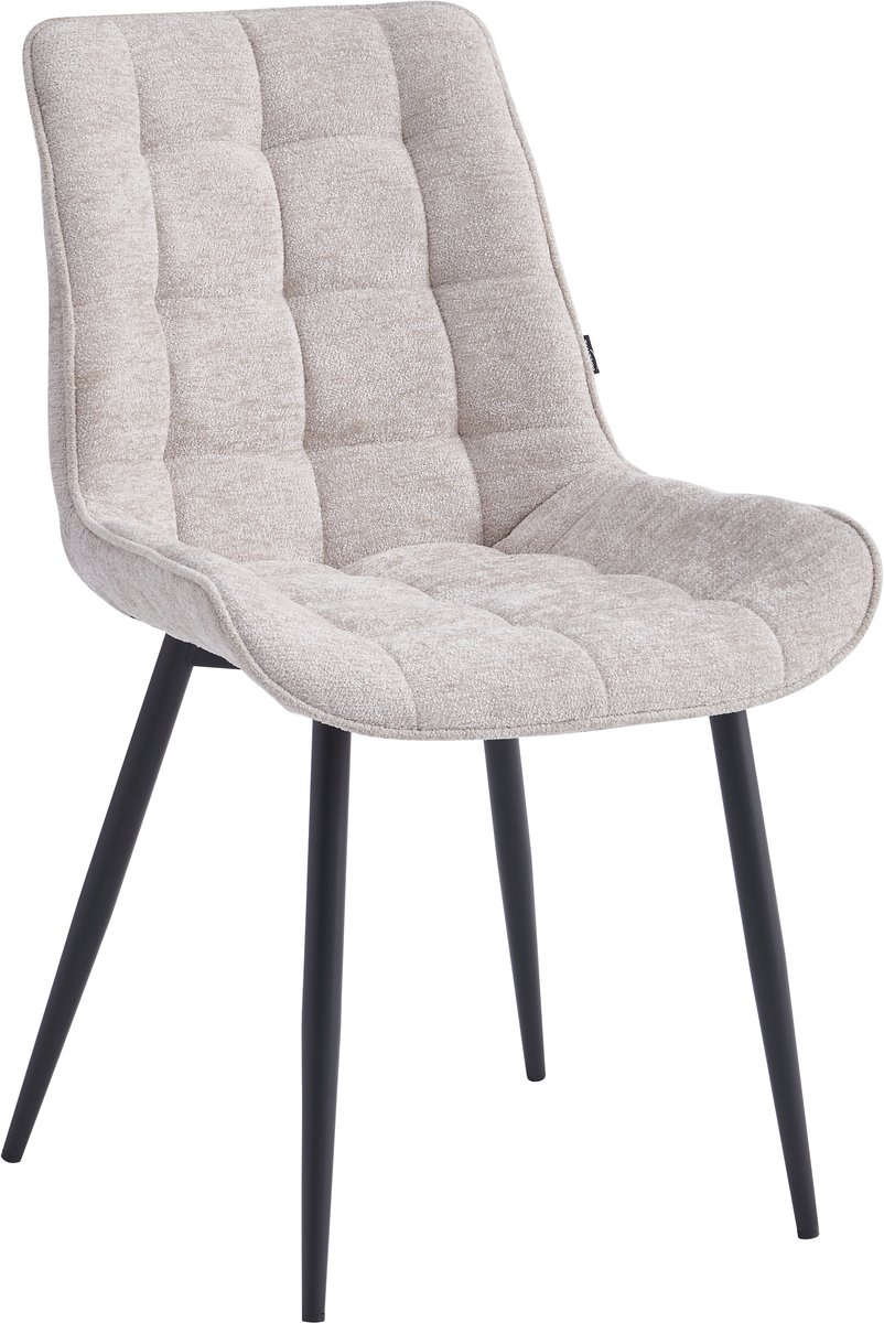 Colenis® - Quadra Eetkamerstoel - Set Van 6 - Beige - Chenille Stof - Industrieel - Stoel