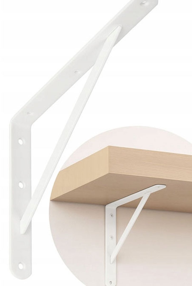 Versterkte Witte Plankdrager Staal 500x330 mm - 1 Stuk