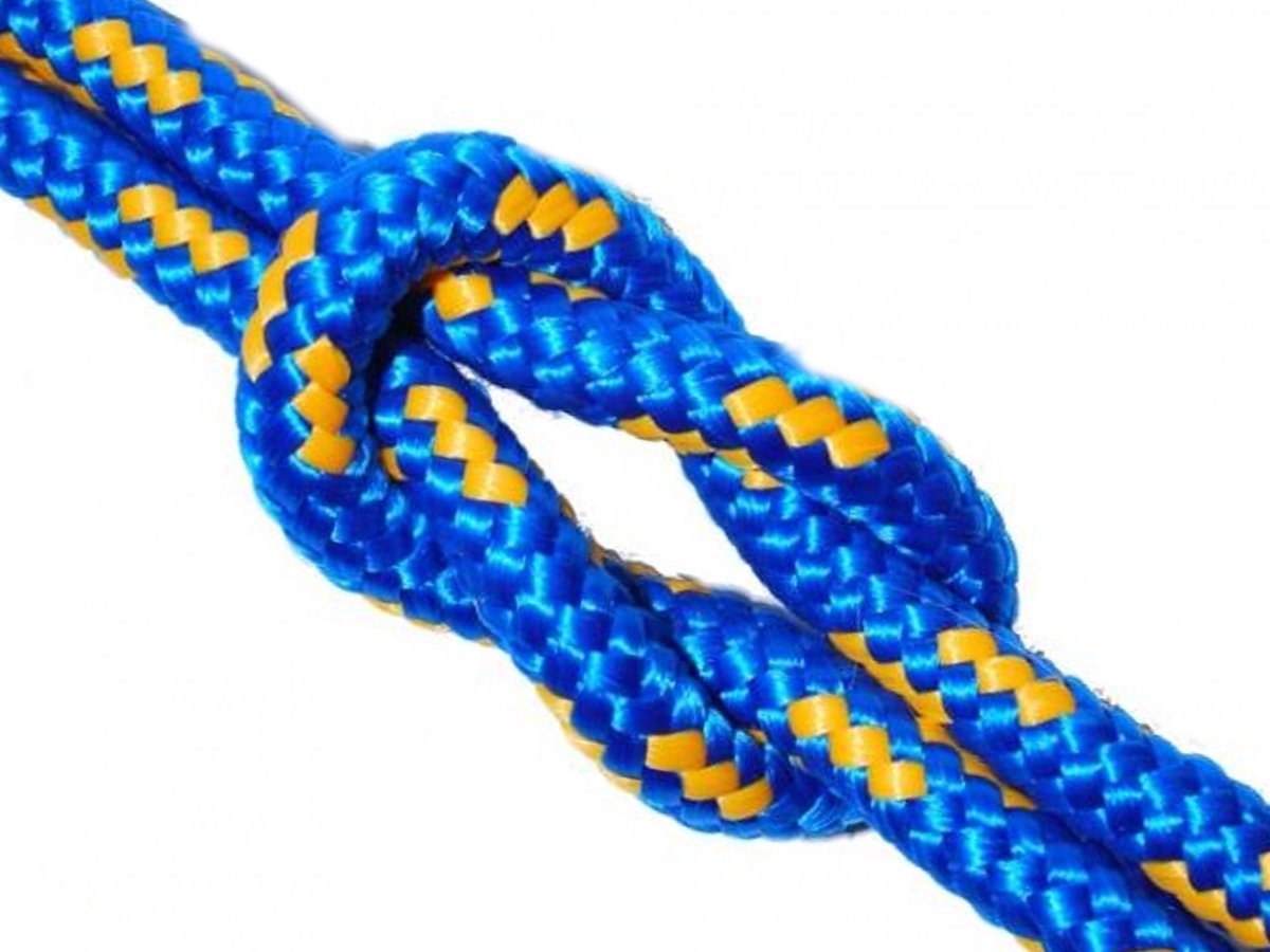 Merkloze Gevlochten Polypropyleen Touw - 6 mm Diameter, Blauw/Geel