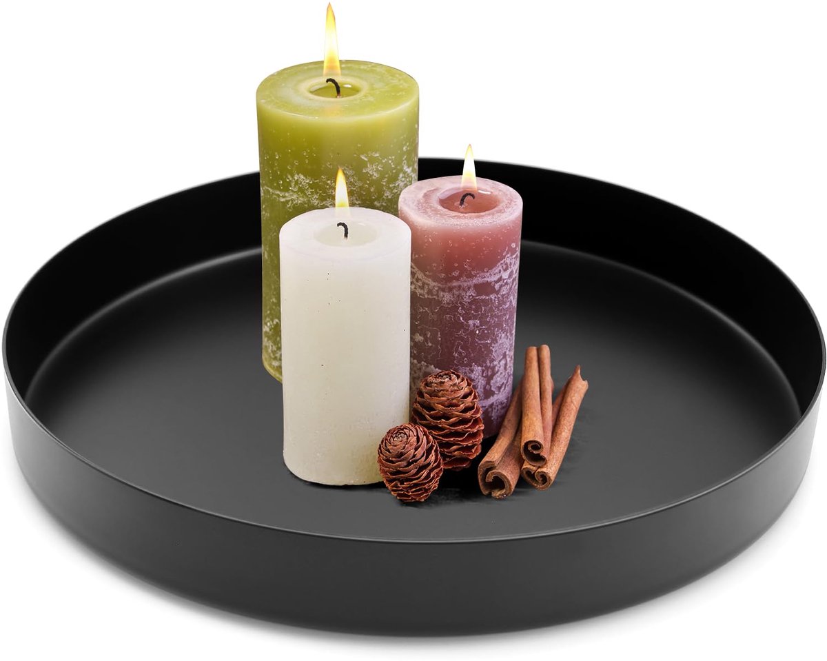 Unyqoos® Rond Zwart Decoratief Dienblad van Metaal voor Diverse Interieurs