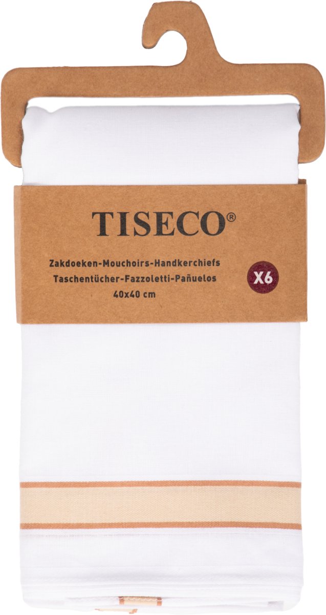 Tiseco Herenzakdoeken Alto 2 - 40 x 40cm - 6 Stuks - 100% Katoen (Indiantan)