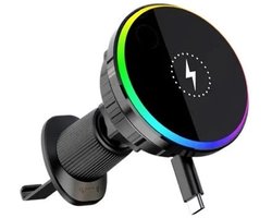 Telefoonhouders Auto Magnetisch - Geschikt voor MagSafe Telefoonhouder Auto Ventilatie - Intrekbare Snellader USB C Kabel - Auto Accessories voor iPhone 17 / 17 Pro Max/16/16 Pro max/15/15 Pro/14/Pro /14 Pro Max / Samsung S25/S25 ultra/S24/ S25 FE