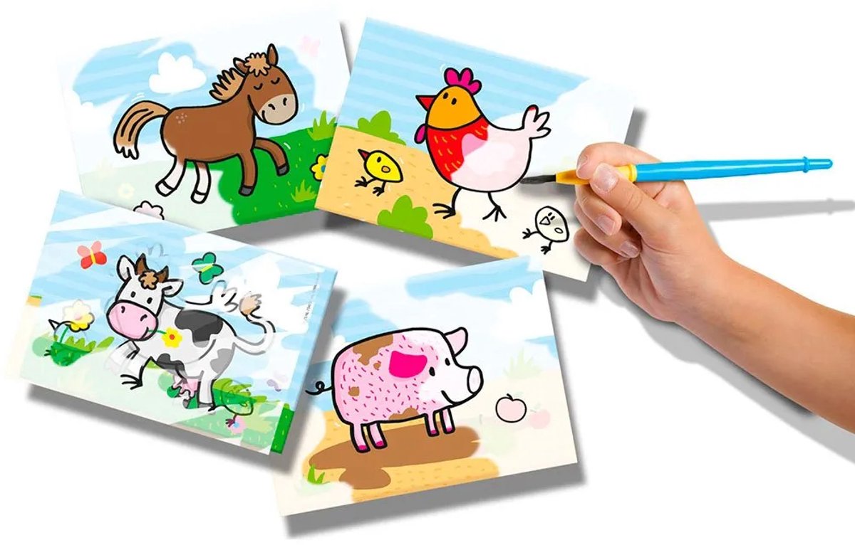SES Creative- My First - Kleuren met Water - Boerderij dieren – verven - Zonder Geknoei - inclusief 4 kleurplaten en kwast - steeds opnieuw te gebruiken – 1 tot 4 jaar — afbeelding 11