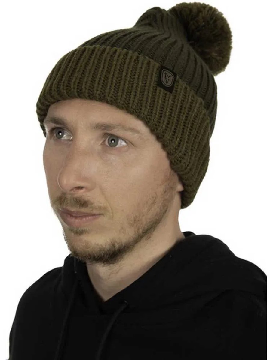 Heavy Knit Bobble Hat - Olive