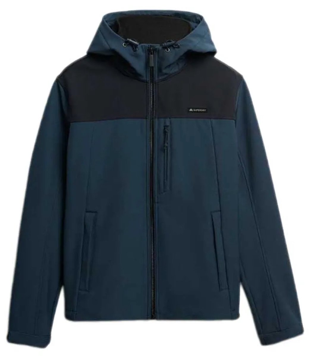 Superdry Soft Shell Trekker Jas met Capuchon Heren Marineblauw