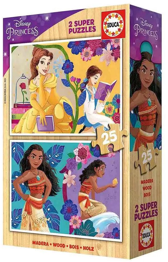 DISNEY PRINCESS (BELLA + VAIANA) - 2 houten puzzels van Disney — afbeelding 3