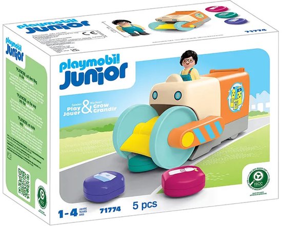 PLAYMOBIL - JUNIOR - Leuke vuilniswagen - Speelgoed vanaf 1 jaar - Cadeau voor peuters - Bevordert bewustwording tegen milieuvervuiling - Duurzaam speelgoed met verzamelfunctie & accessoires - 71774 van Merkloos — afbeelding 4