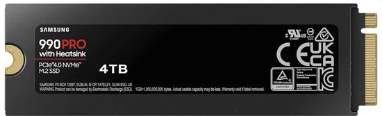 Samsung 990 PRO - Interne SSD met Heatsink - PCIe 4.0 - NVMe M.2 - PS5 Compatibel - (Gamers Pack) - 4 TB