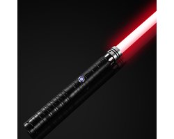 Edmondo XXL met Zwart ALUMIUNIUM handvat - USB OPLAADBAAR - 800 mAh - 3 Watt - 78 cm - RGB 7 kleuren - Lichtzwaard Space Star - Licht Zwaard LED Gekleurde Lamp Stok Lampjes Gekleurd - Let the Wars come !
