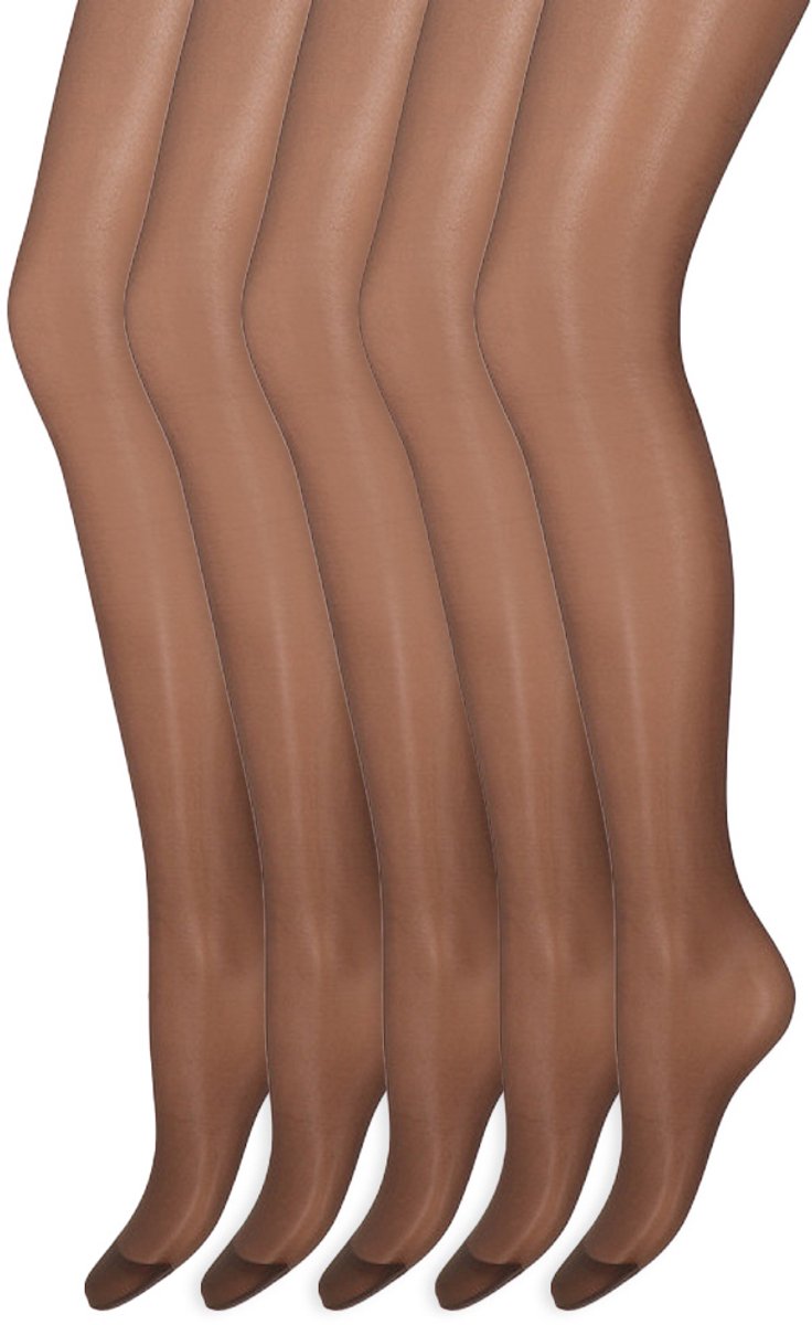 Marianne Zijdeglans Panty | Transparant van teen tot taille | 15 Denier | Merk: Marianne | Maat: S t/m XXXL | Kleur: Mocha | 5 Paar Bruin
