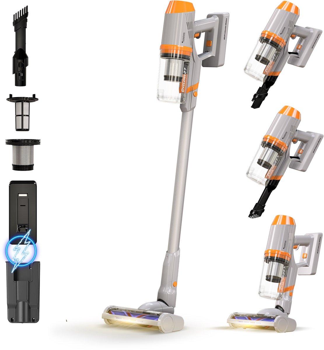 TurboTronic C27 Steelstofzuiger met Handstofzuiger zonder zak - Oranje