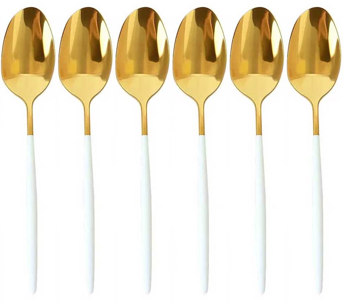 Kadirelli Tafellepel - Set van 12 - RVS lepels - Soeplepels - Goud/Wit