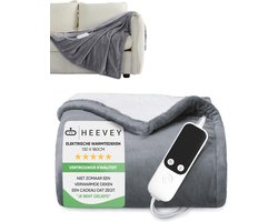 Heevey Elektrische Deken 2 Persoons (XXL) - Warmtedeken met oververhittingsbeveiliging - 5 warmtestanden - Warmte Deken - Deken Elektrisch - Dubbelzijdig fleece - Plaid - 130x180cm - Grijs