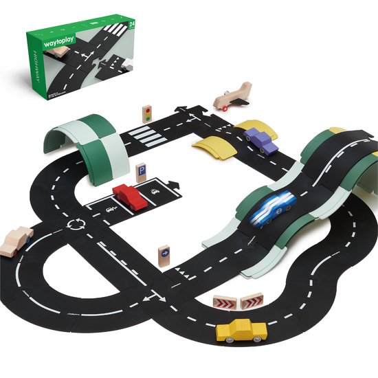 【新品未使用】waytoplay 24 Highway Waytoplay Highway, de flexibele autobaan (24 delen) - binnen en