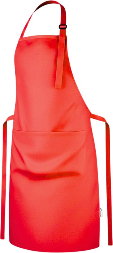 Viamart® - Professioneel Keukenschort - Kookschort - BBQ Schort - Schort - Horecakwaliteit - Verstelbare Gesp, Lange Koorden en 3 Praktische Grote Zakken - Unisex: Dames & Heren - Maat: One Size Fits All - Wasbaar op 60° - Rood