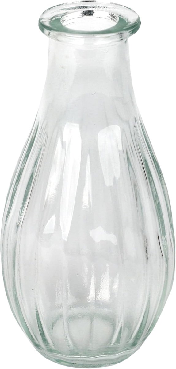Famanu - Clear Glass Bud Vaas voor bloemen, stijlvolle enkele steel elegante bruiloft tafel middenstuk decoraties vensterbank decor, tuinfeesten, zomer dineren, mantel styling en cadeau 14cm