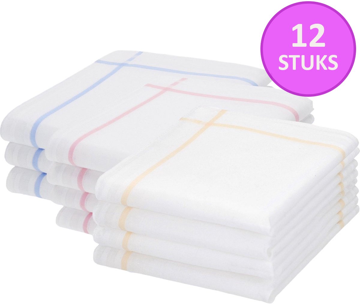 Sorprese Zakdoeken - Olivia - Zakdoeken Dames - 12 zakdoeken - Italiaans Katoen - Herbruikbare Zakdoek - Cadeau