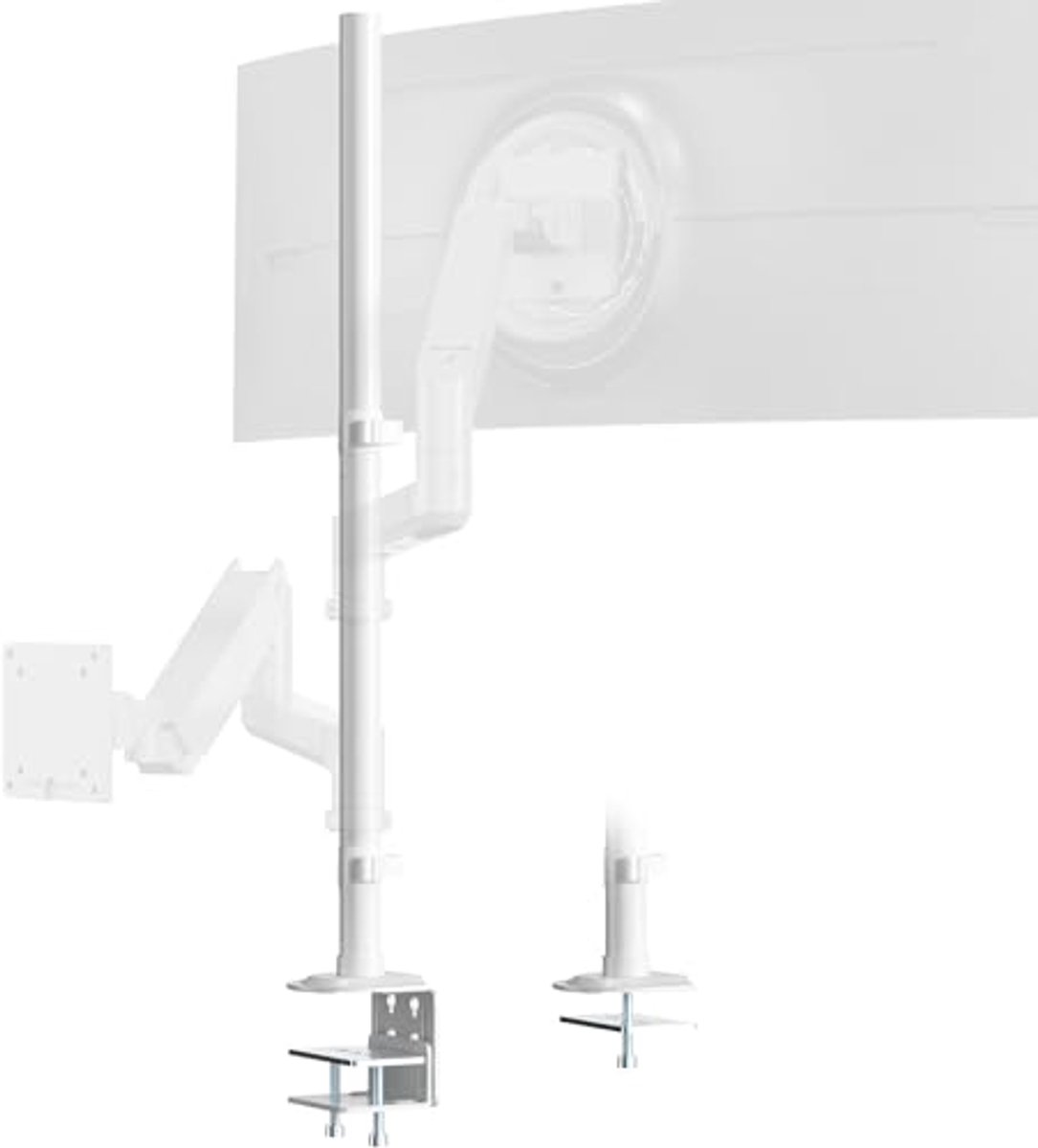 Monitorhouder Extra Hoog 815 mm - Vervangingsset voor Standaard Monitorarmen - Geschikt tot 40 kg - 2 Montageopties - DIY Compatibel - Wit