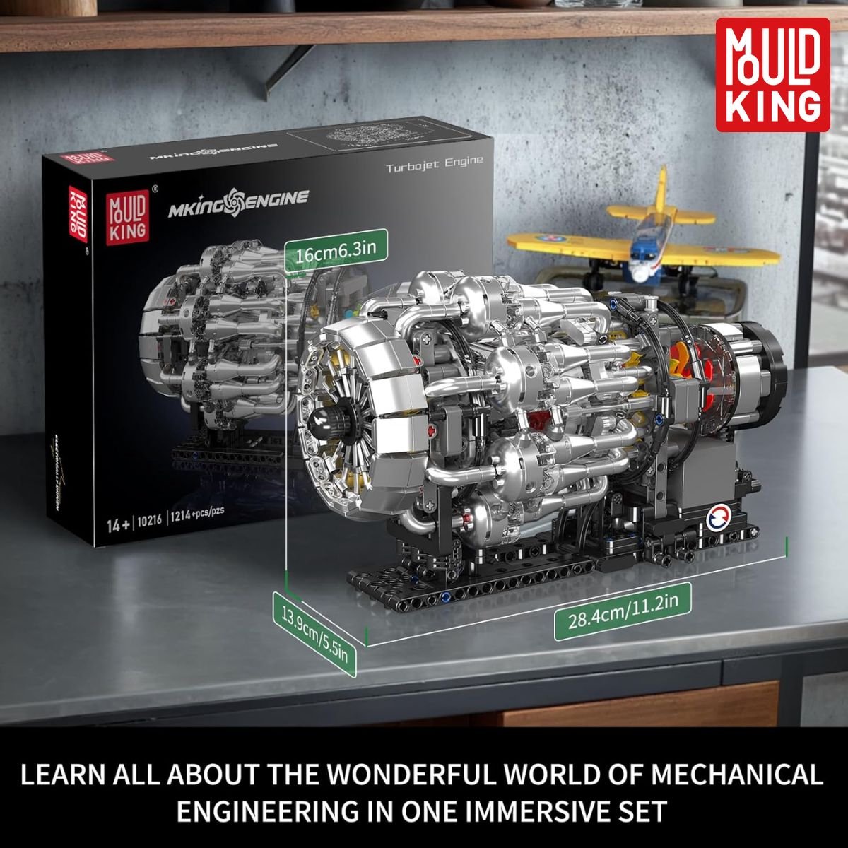 Mould King 10216 Icons Turbojet Vliegtuig motor bouwset | Speed champions modelbouw | Classic creator bouwpakket geschikt voor Lego | Technische educatief speelgoed ideas voor expert volwassenen & kinderen | Bouwdoos met 1214 bouwstenen — afbeelding 6