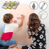Elissio® Magneticoo Magnetische Muursticker 100x80 cm - Magneetsticker met krijtbordfunctie - Zalmroze - Magneetbord voor Kinderkamer - Boogvorm - Inclusief Magnetische accessoires