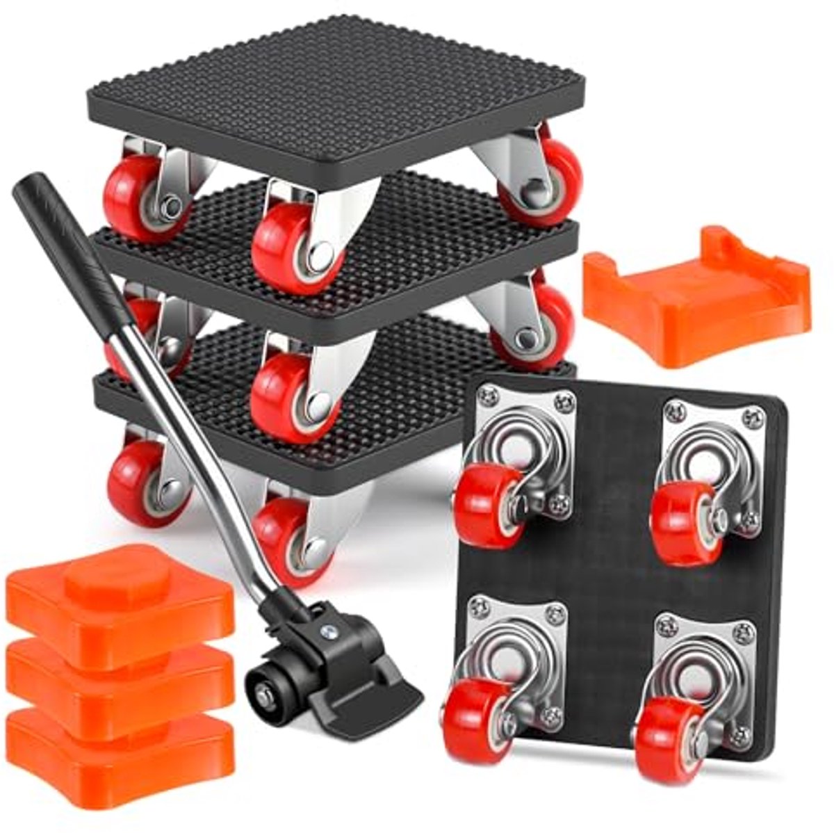 Zware Meubilair Transport Roller Set met 4 Rollers en 1 Laadjack - 500 kg Draagvermogen