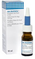 Doosje en flesje met oogdruppels 'AA DUOSOL' voor honden en katten, 10 ml.