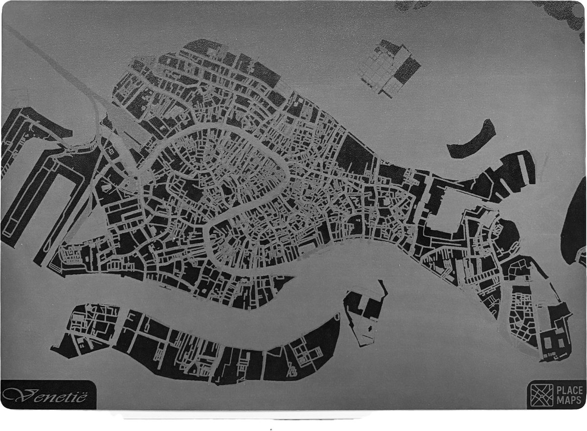Place Maps Gegraveerde Kunstlederen Placemat Venetië Zwart 1 stuk