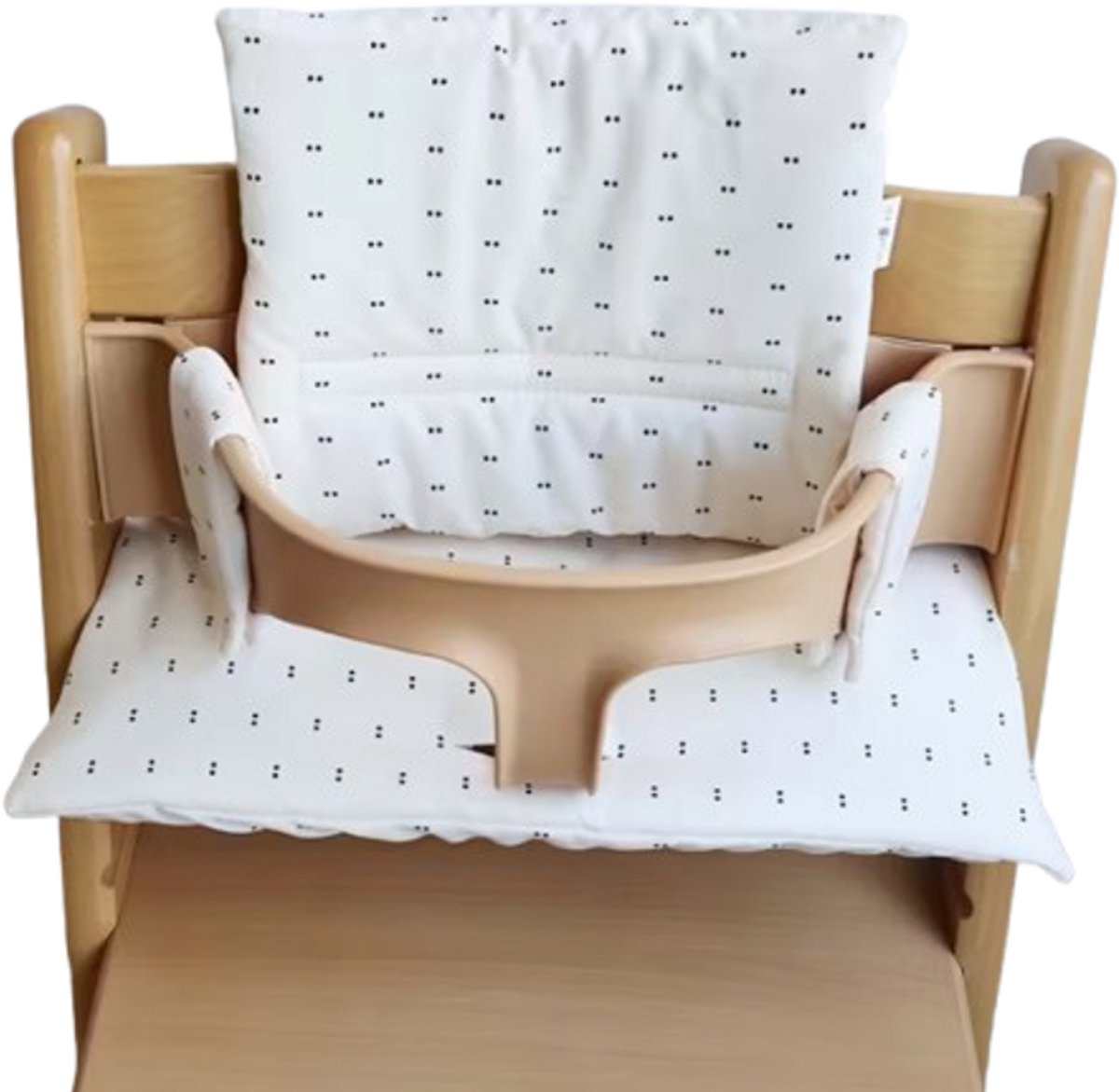 Stoelverkleiner stippen - kussenset stippen - stipjes motief - stoelverkleiner geschikt voor stokke tripp trapp - kinderstoelverkleiner