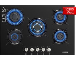 Kumtel KO-500A HDF – Inbouw Gaskookplaat – 5 Pits - Wokbrander – 75 cm – Aardgas & LPG