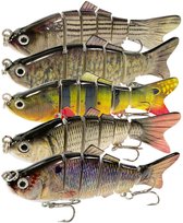 Ensemble de Leurres Soontrans - 5 swimbaits - Pêche aux carnassiers - Brochet - Sandre - Opbergbox verrouillable pratique - Ensemble de leurres de pêche artificiels wobbler pour la pêche en eau douce et en mer, Set accessoires de pêche.