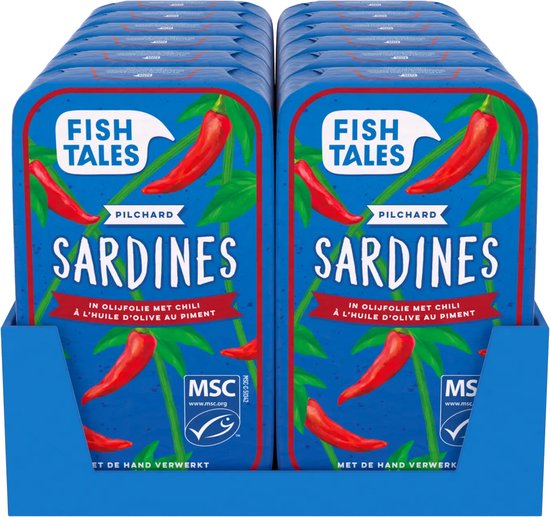 Fish Tales - Sardines - 12 pack - Olijfolie met chili - MSC