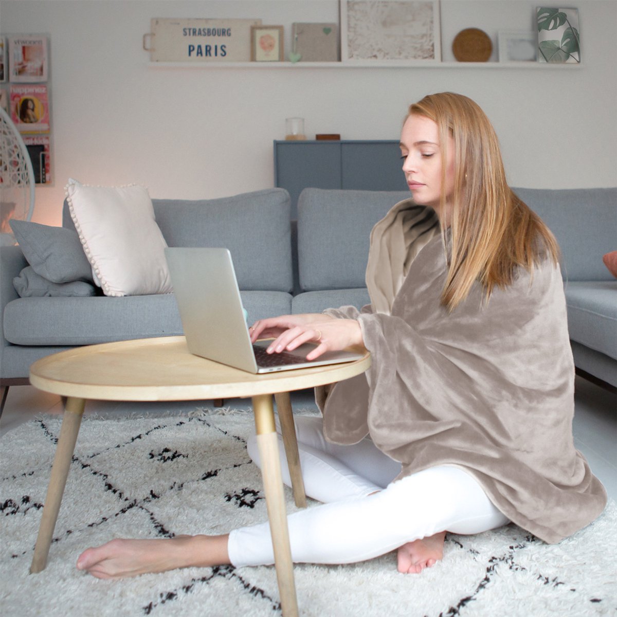 Auronic Elektrische Deken - 160 x 120 cm - Duo Pack - 1 Persoons Warmtedeken - 3 Warmtestanden - Verwarmingsdeken - Taupe – foto 6