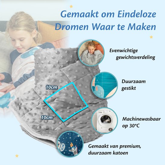 Ella Verzwaringsdeken Kind 3,2kg - Fleece OEKO-TEX Zwaartedeken 100 x 150cm - Weighted Blanket - Verzwaarde Deken