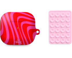 xoxo Wildhearts AirPods hoesje Berry Much Rood & Roze + Telefoonsticker Stick On Me Square Lichtroze – geschikt voor AirPods 4