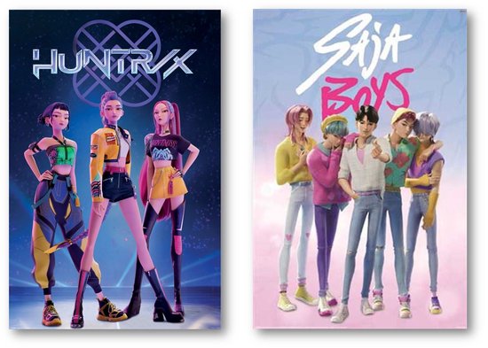 Posters Kpop - Deux posters - Thema Chasseurs de Demon - Dimensions : 61 x 91,5 cm - Décoration murale