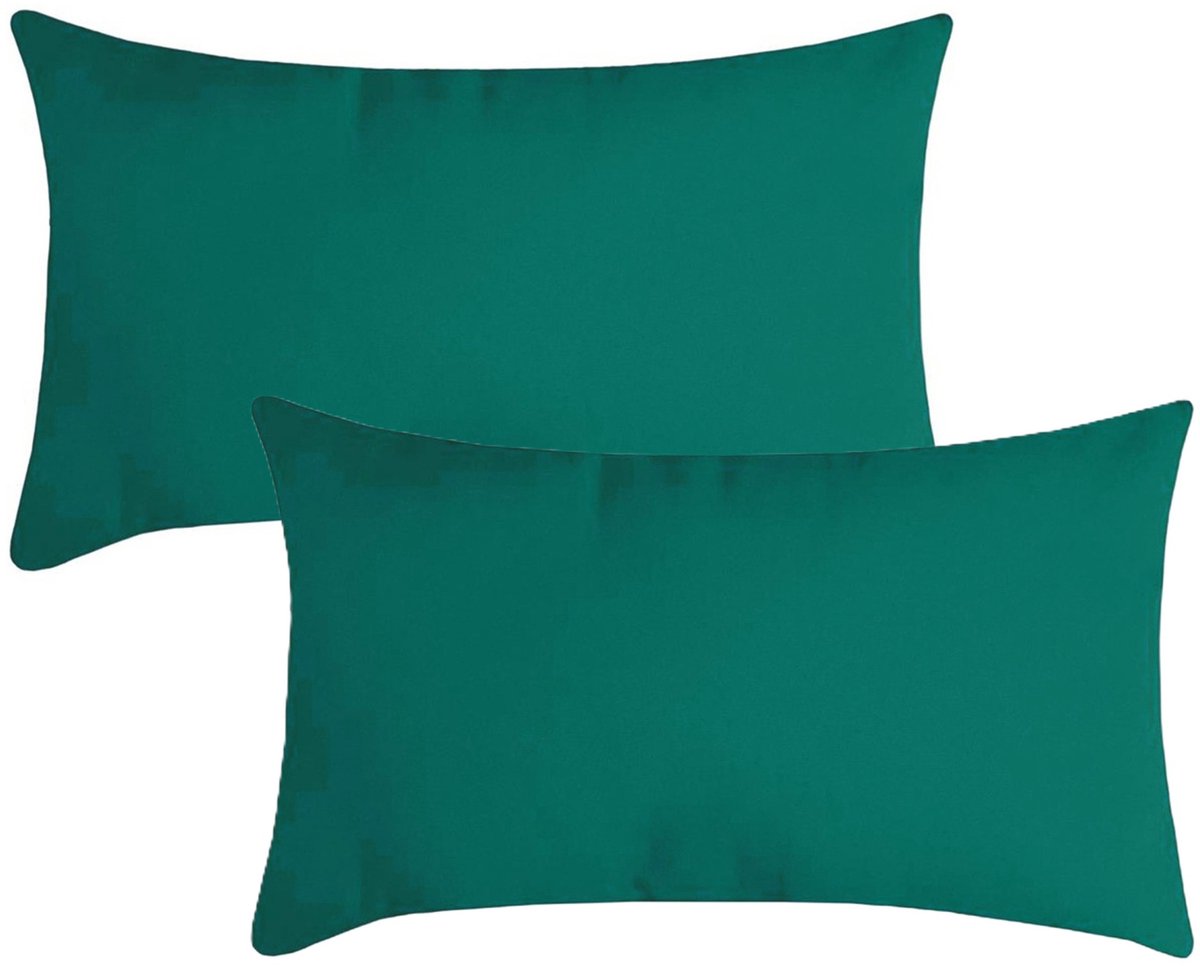 Stof Textile sierkussen Nelson - 2x - emerald groen - 30 x 50 cm - bank kussens - zitkussens - binnen/buiten - polyester