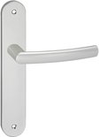 Aluminium Impresso Burton deurkruk op een ovaal deurschild zonder sluiting.
