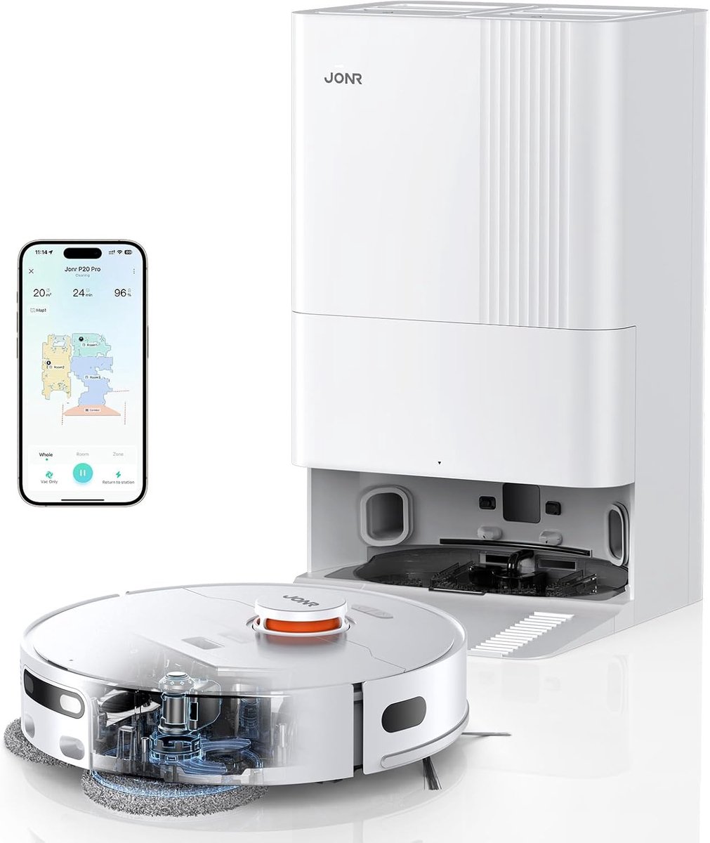 JONR T5 Pro Robotstofzuiger met Uitschuifbare Dweil - 8000Pa - JONR - €349,00