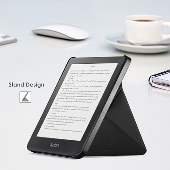Kobo Clara HD Hoes - Origami Stijl Stand Case - Dun, Licht en Beschermend met Automatische Slaap/Wakker Functie - Zwart — afbeelding 4