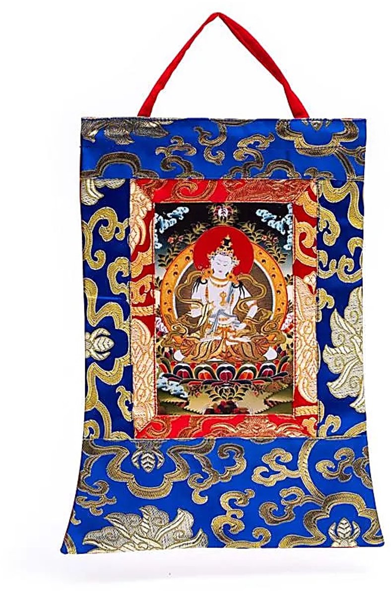 Thangka - Vajrasattva thangka geprint - 29 x 20 cm. - Boeddha wanddoek