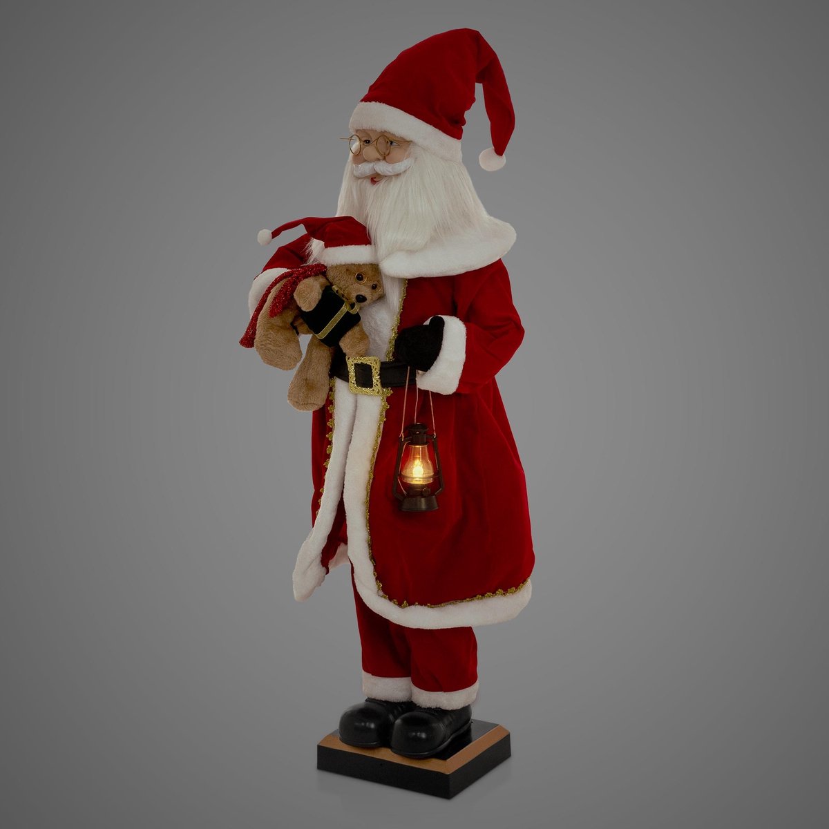 HOMCOM kerstmanfiguur met boom en geschenk, 3 warmwitte LED's