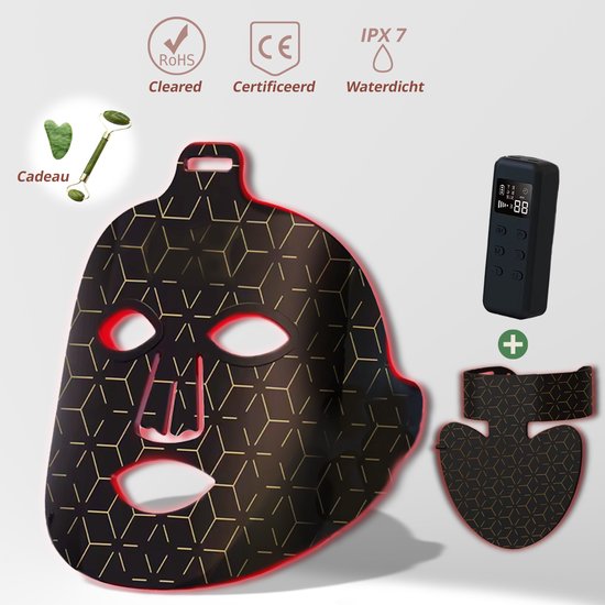 Nova Living® Premium Led Gezichtsmasker - Collageen & Led Masker - Infraroodlamp - Light Therapy - Led Face Mask Red Light Therapy - Led Face Mask - Ook Voor Nek