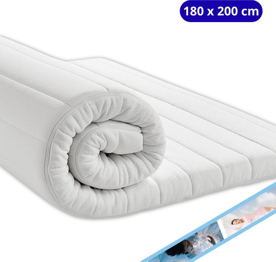 Maan matras® - Topper 180x200 - Topmatras - Topdekmatras- 8cm dik - HR Koudschuim - Afritsbaar en wasbaar - Medium Hardheid - Matrastopper