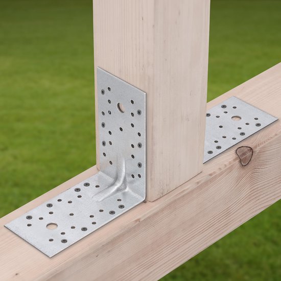 4 Stuks Verstelbare Hoekverbindingen – 140x60 Mm, 90° L-vorm, Ijzer, Met 2 Langgaten, Inclusief 16 Schroeven, Voor Planken En Meubels