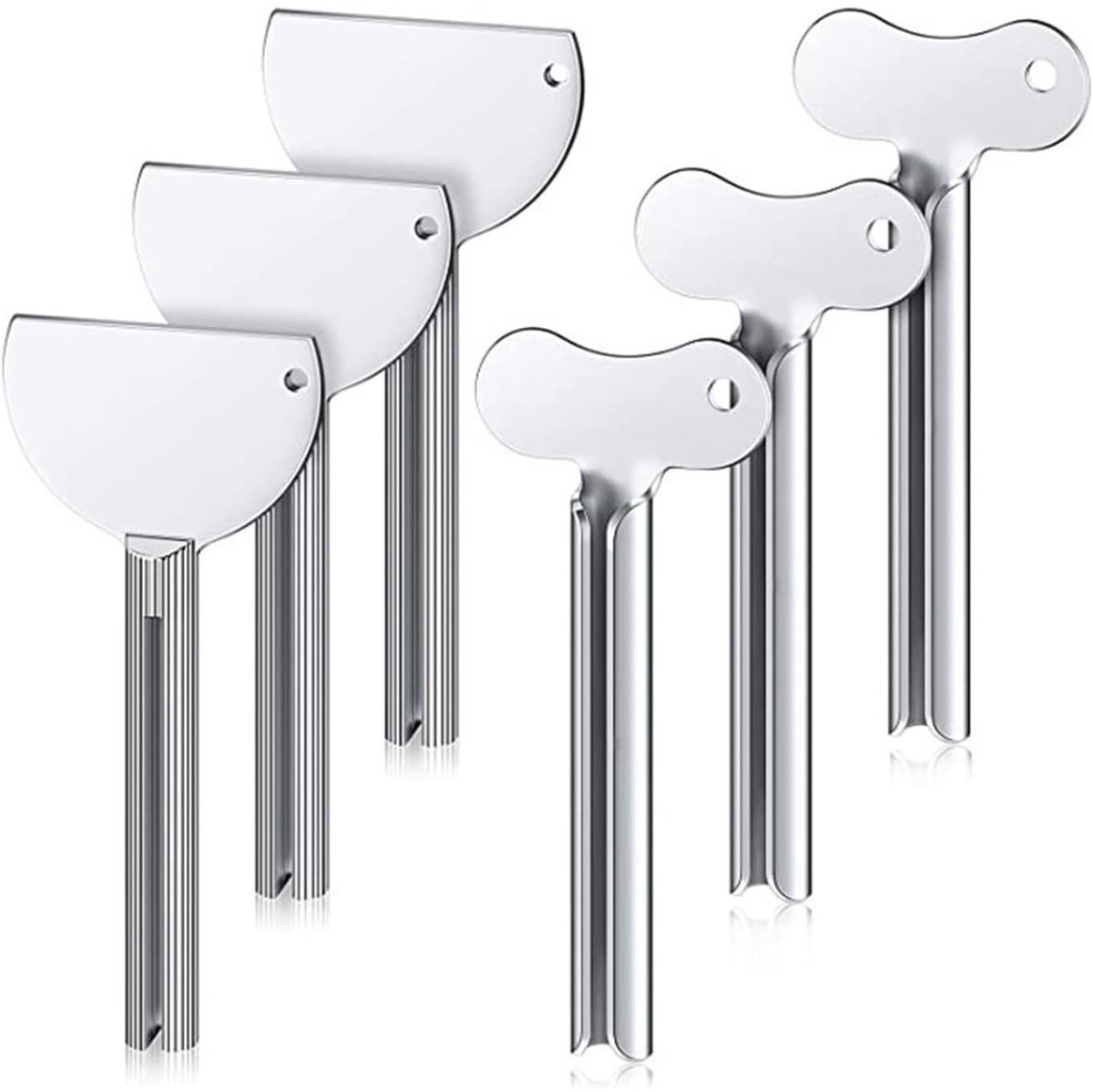 EXCITAT Metalen slangtrekkers - 6-pack - RVS tandpastatrekkers - Geschikt voor cosmetica, schoensmeer, haarverf, pigmenten, enz. - Geschikt voor keukens, badkamers, studio's