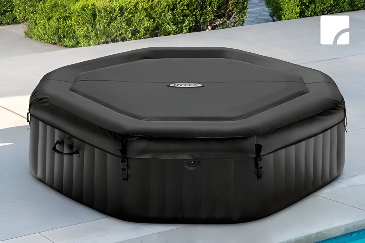 Opblaasbare Jacuzzi Spa – Novihome PureSpa Luxe Bubble Massage – Ø 201 x 71 cm – 4 Personen – 795 Liter – Elektrische Bubbelbad – Verwarming & Waterfiltratie – Grijs – Comfortabele Opblaasbare Hottub voor Binnen & Buiten